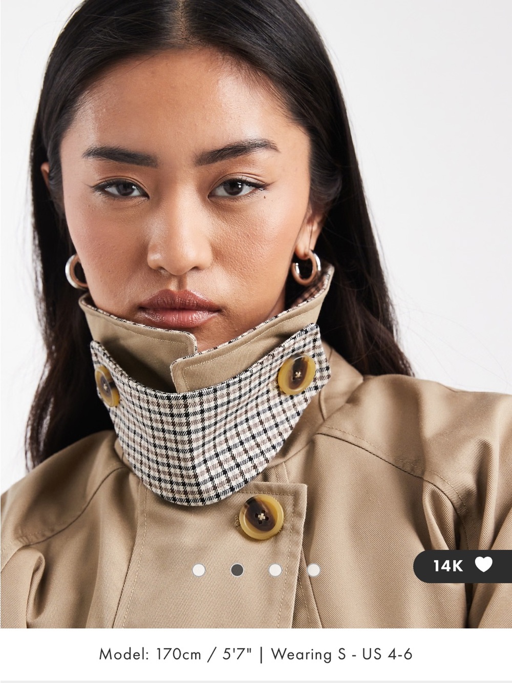 ASOS Design Tan Jacket with Plaid Collar Detail - Picture 2 of 10